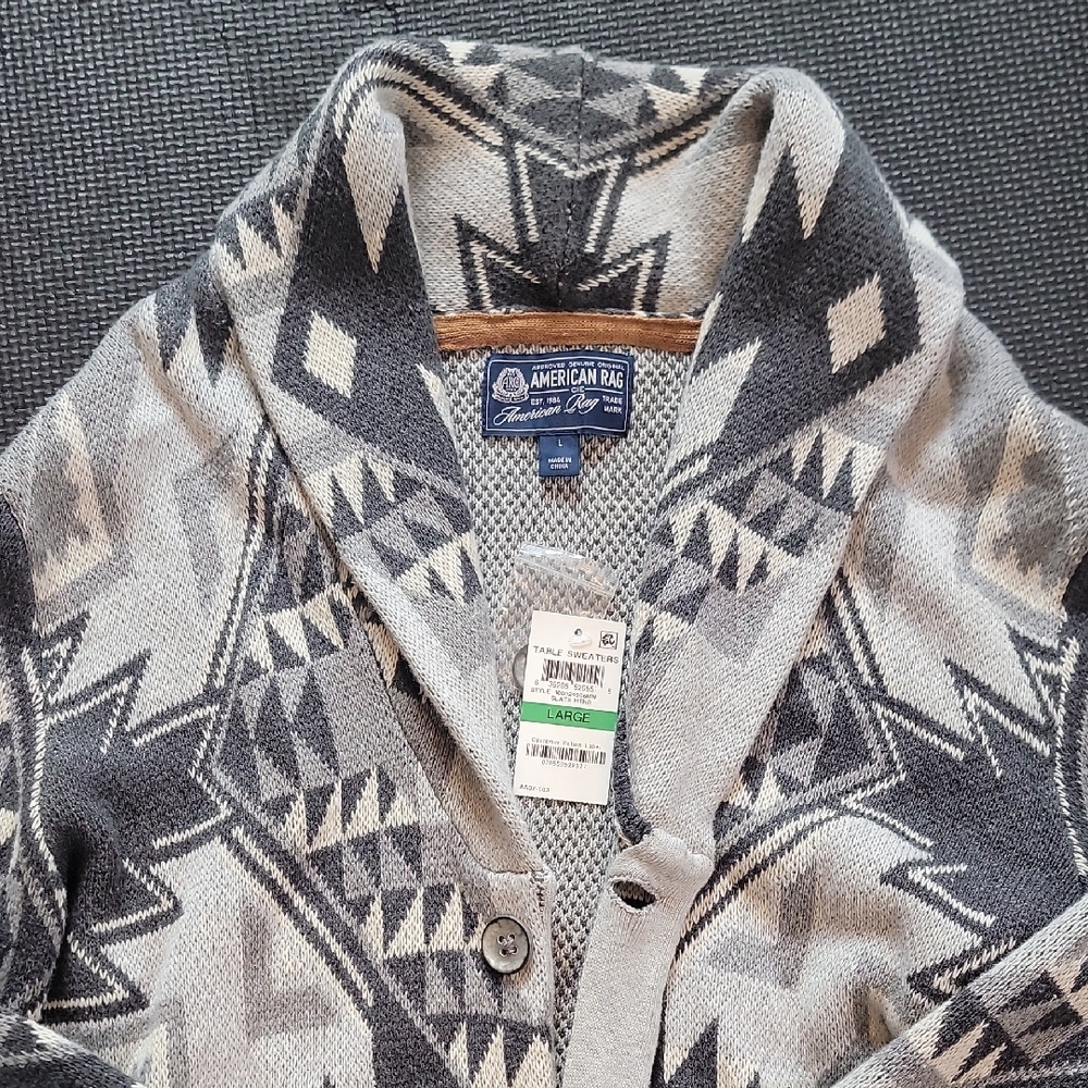 American Rag Black and Gray Patterned Cardigan